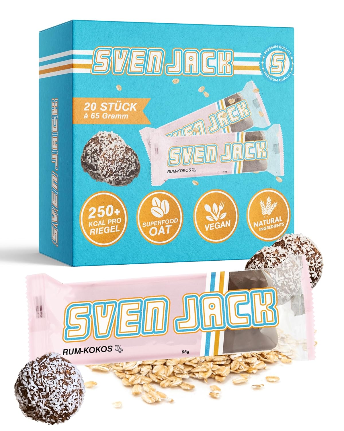 Detalle de Sven Jack Energy Cake Haferriegel 20×65 g 🥥