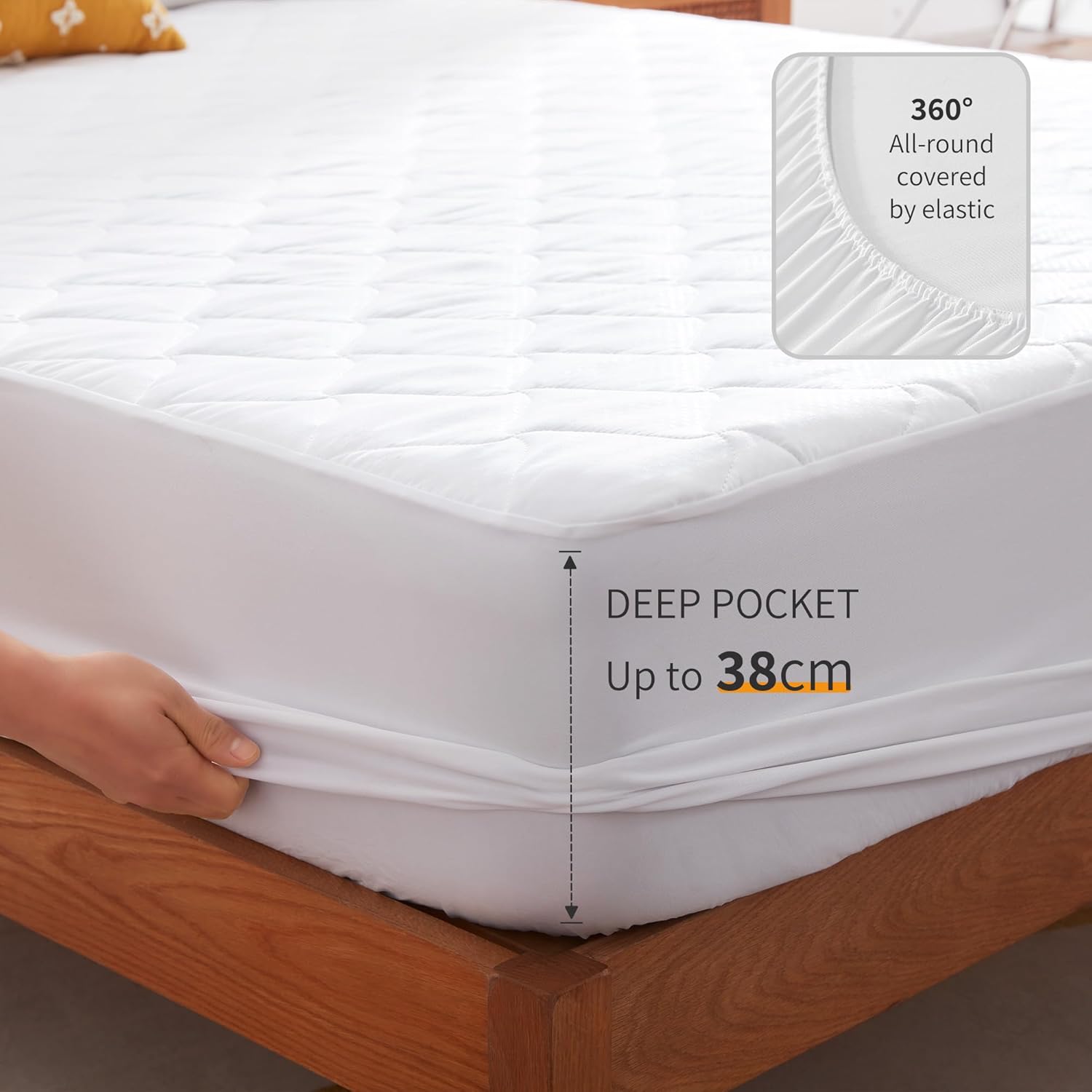 Thumbnail 4 de Sonive Coprimaterasso sottile e impermeabile 90 x 200 cm (Oeko-Tex), traspirante, bianco