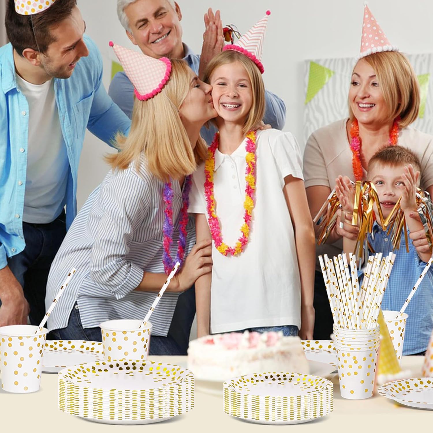 Thumbnail 5 de Nkaiso Partygeschirr 120 Stück Weißgold – für 24 Gäste, umweltfreundlich und praktisch