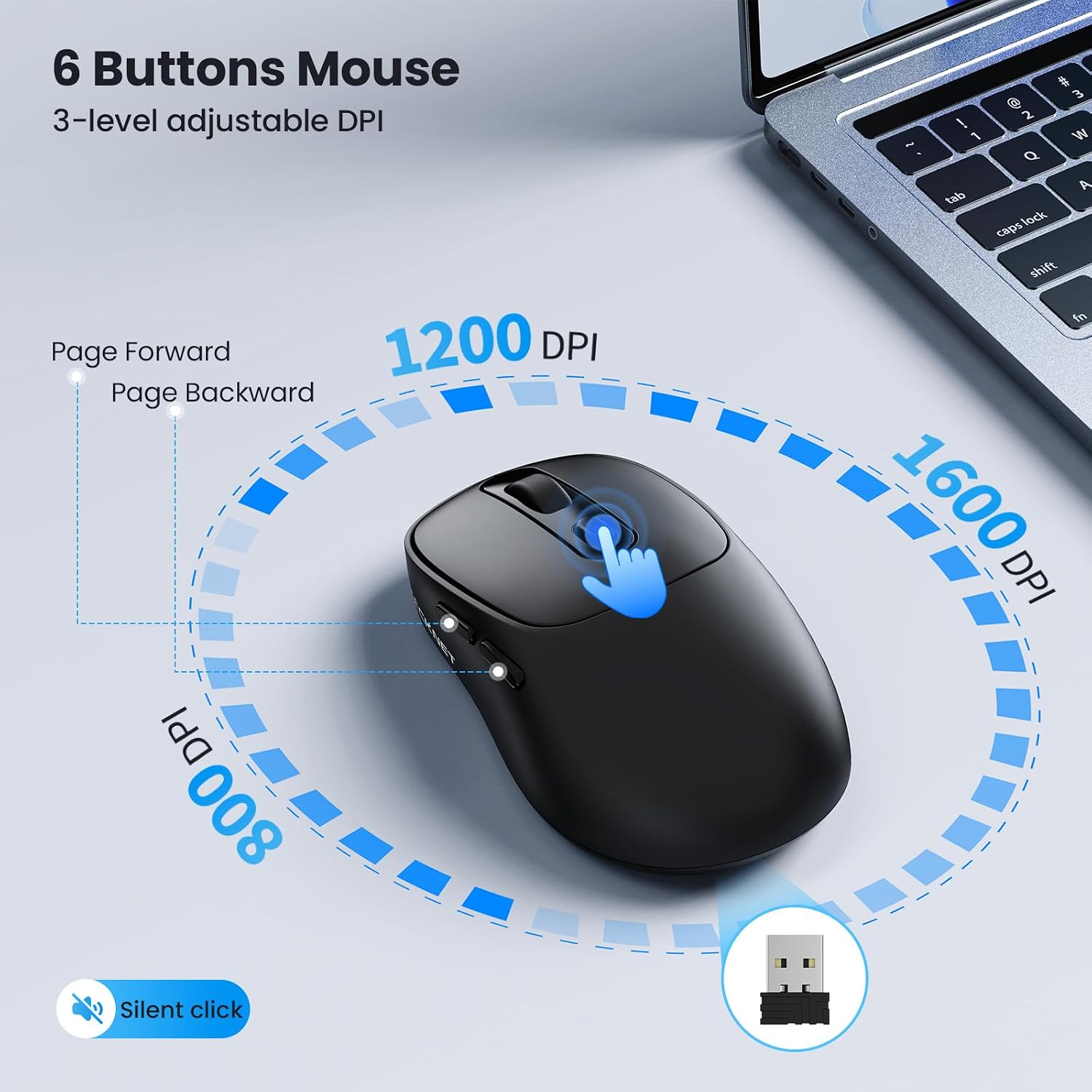 Detalle 2 de TECKNET Wireless Keyboard and Mouse Combo, 12.4-inch