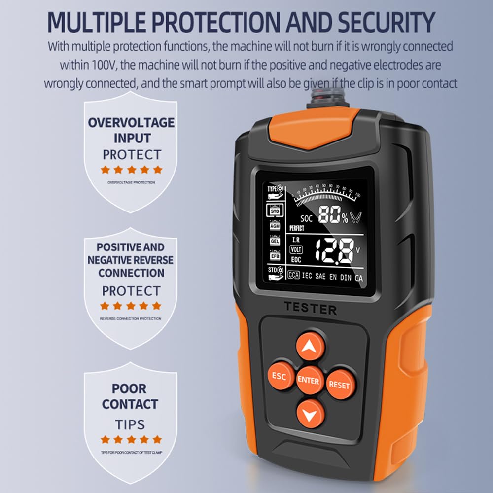 Detalle de Heemol 12 V/24 V accutester met lcd voor auto- en voertuigaccu’s