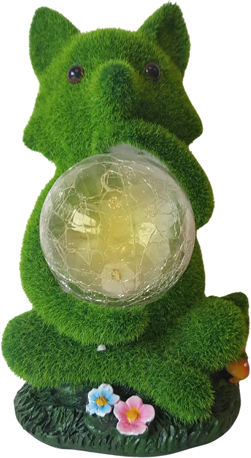Detalle de TIN DREAMS FACTORY Solarfigur Fuchs für Garten – LED-Tierfigur aus wetterfestem Harz