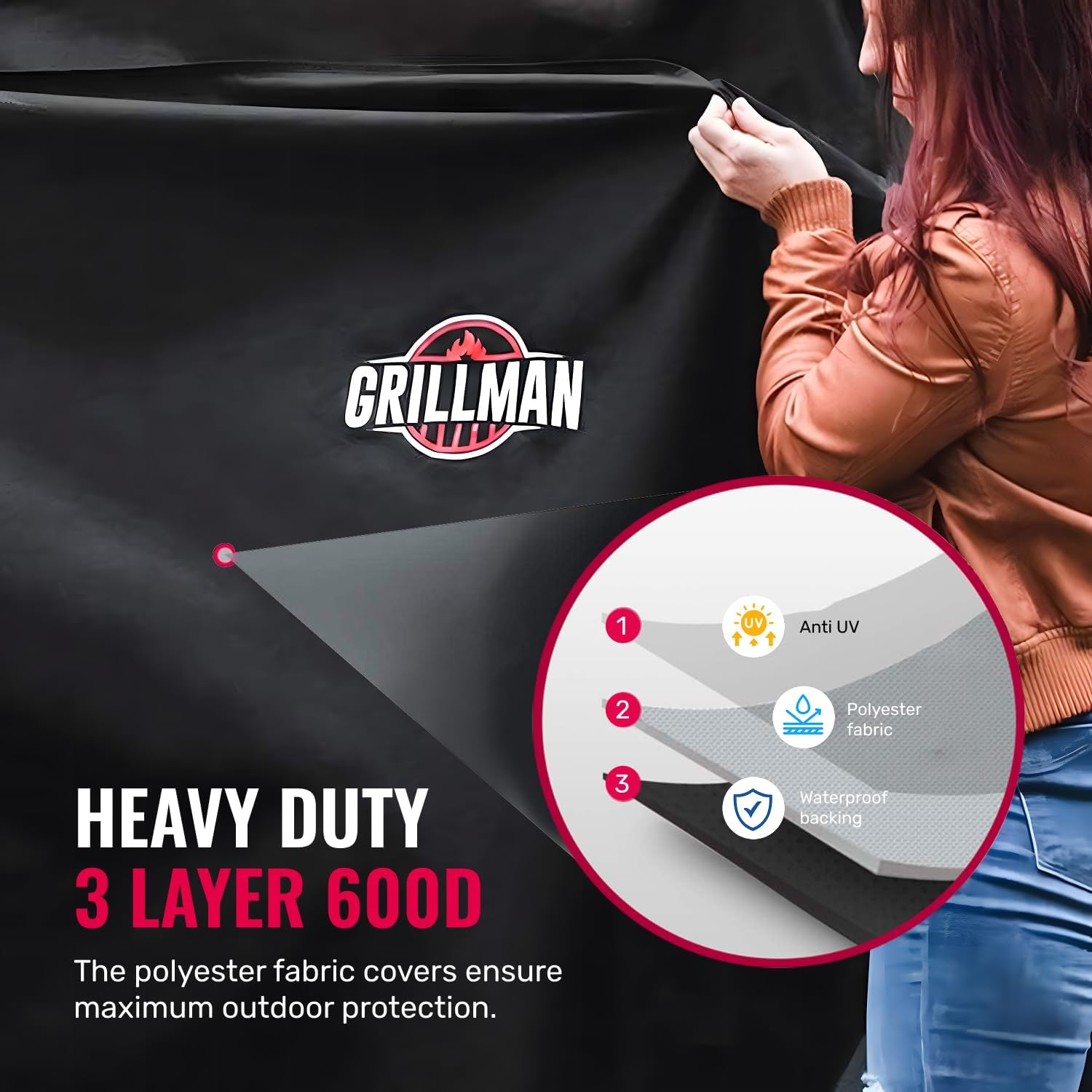Detalle de Grillman Heavy Duty BBQ Cover – 147 x 61 x 122 cm