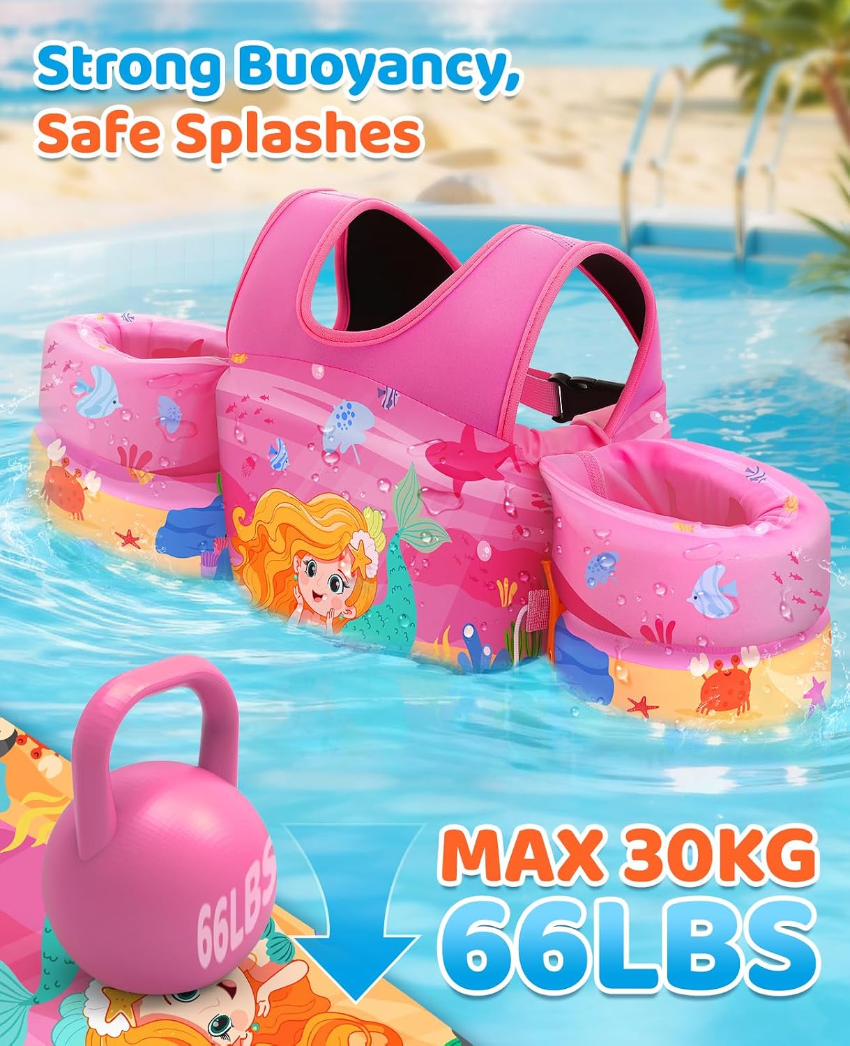 Detalle de HeySplash SV-YJD-B Toddler Swim Vest with Adjustable Straps and Foam Buoyancy