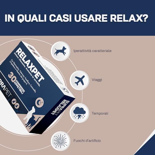 Detalle de Suprapet Relax Calmante per Cani e Gatti 30 compresse: rilassante naturale con L-Triptofano, vitamine B e estratti vegetali