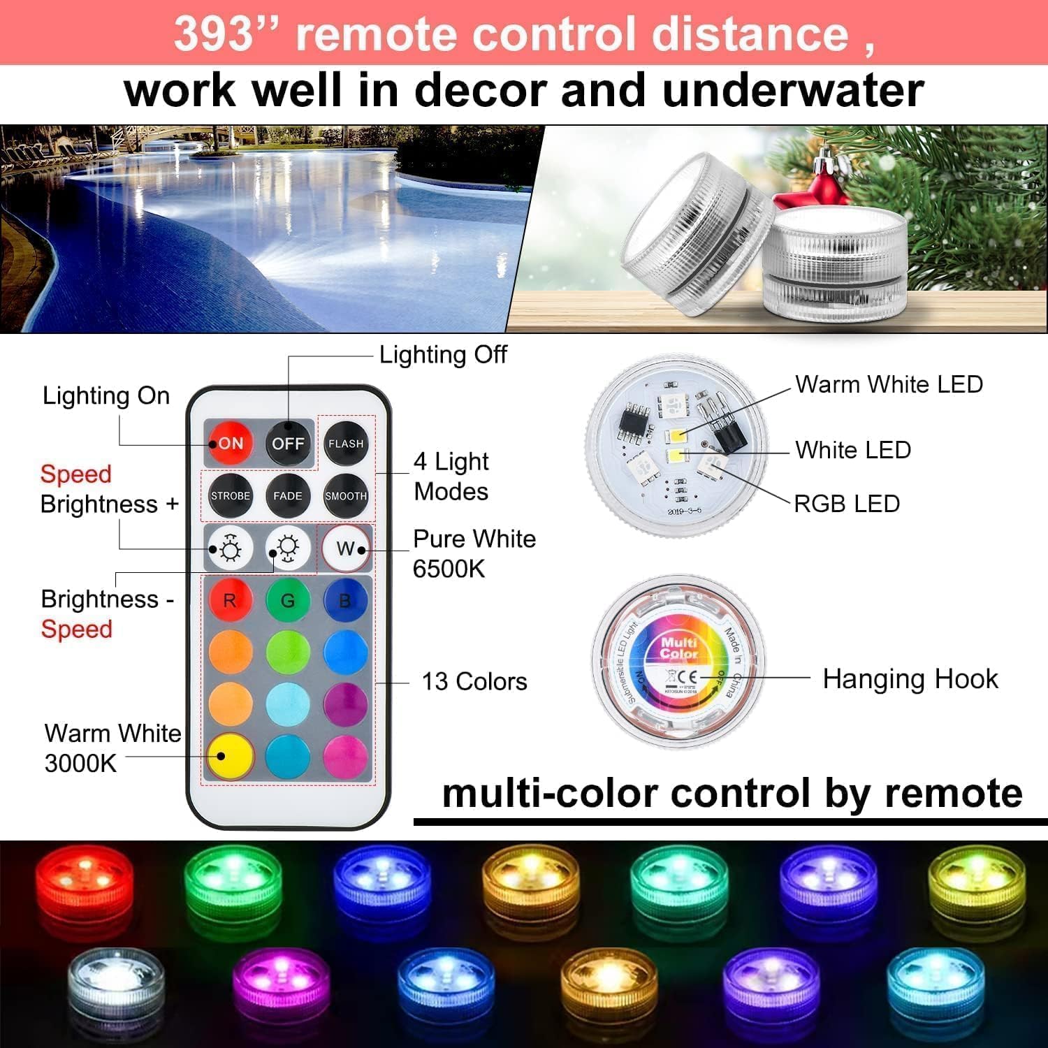 Detalle de RGB LED Teichbeleuchtung 10er Set