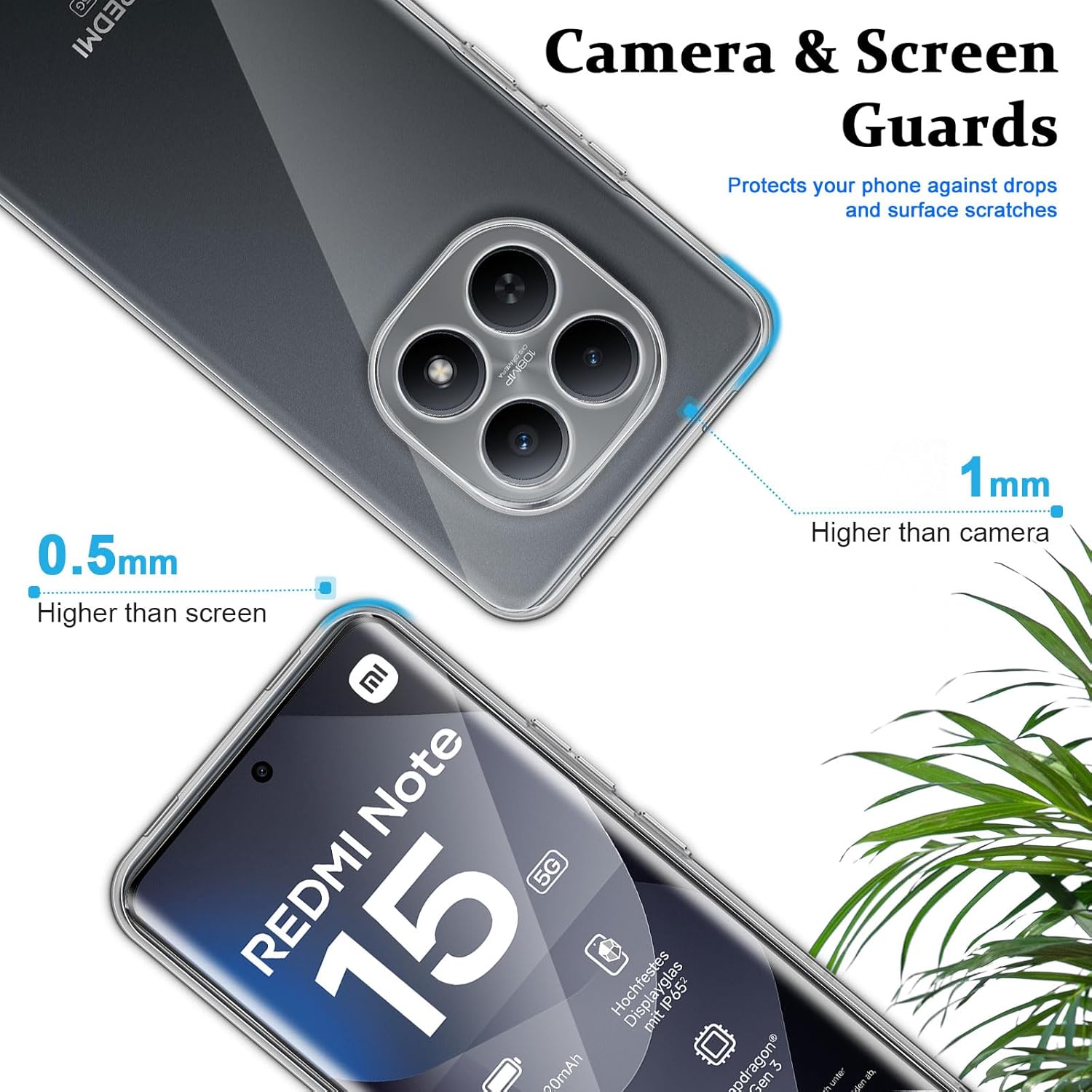 Thumbnail 2 de LiiLaa Schutzset für Xiaomi Redmi Note 15 4G/5G & Poco M8 5G: 9H Panzer-Schutzglas + transparente TPU-Hülle