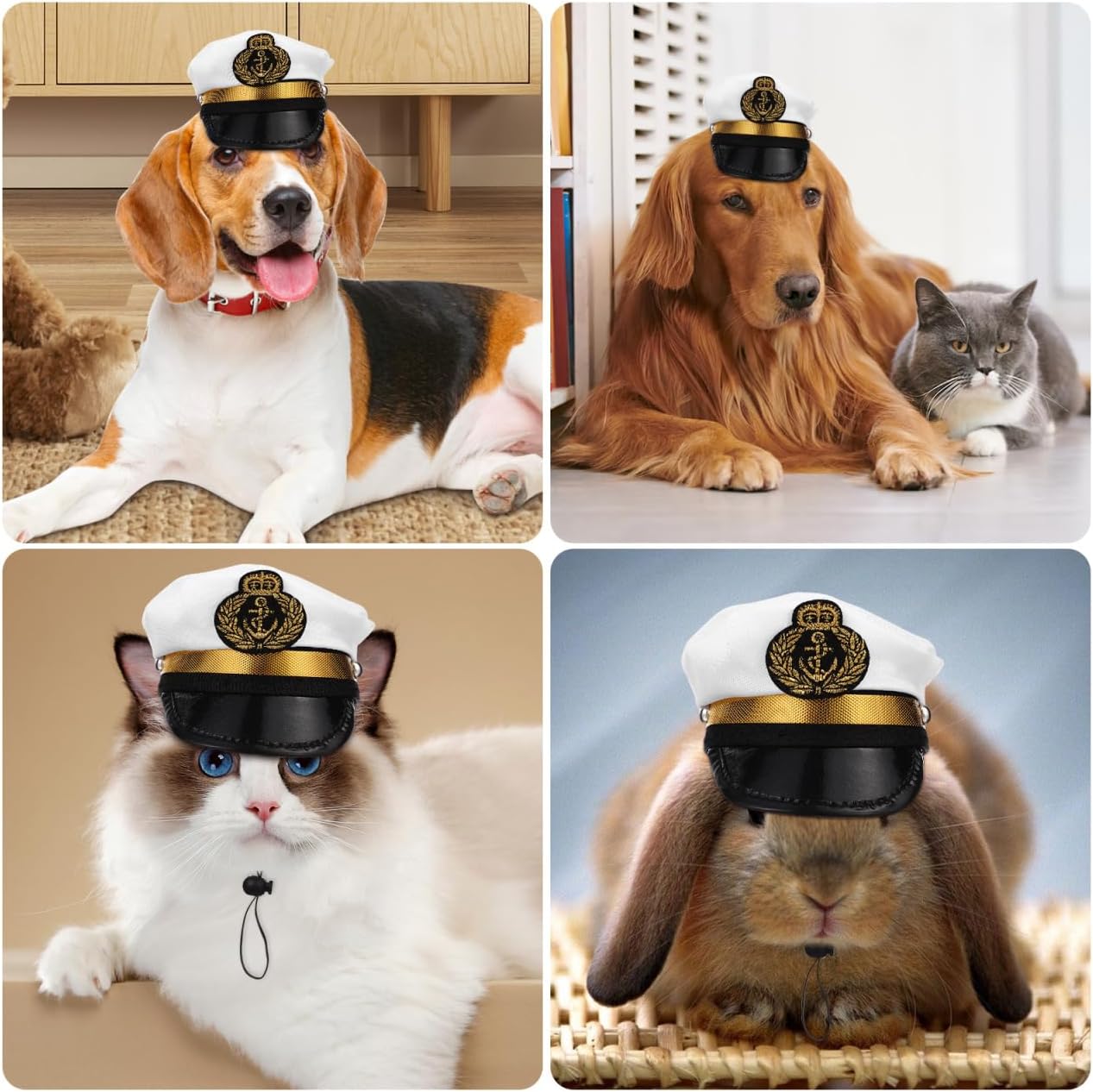 Detalle de Hemobllo Kapitänskappe für Hunde & Katzen – Verstellbarer Marine‑Matrosenhut, lustiges Kostümzubehör