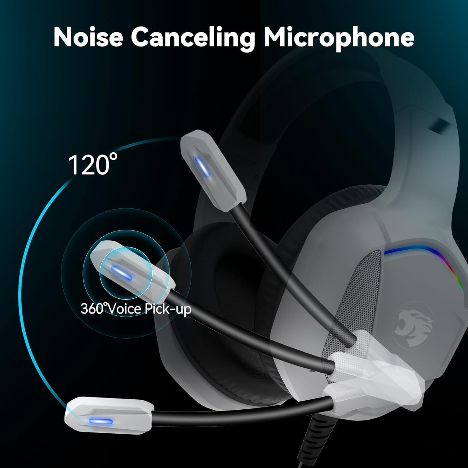 Thumbnail 2 de IMYB Gaming Headset with Microphone for PC, Xbox, PS5/4 – White