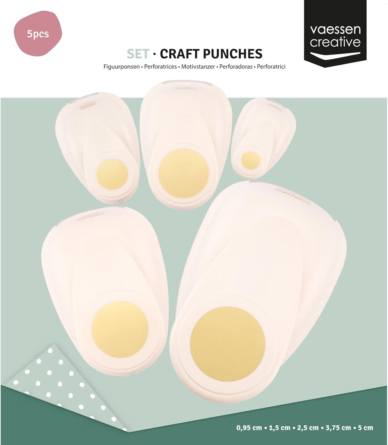 Detalle de Vaessen Creative Perforatrices Cercle – Lot de 5 cercles pour scrapbooking et BUJO