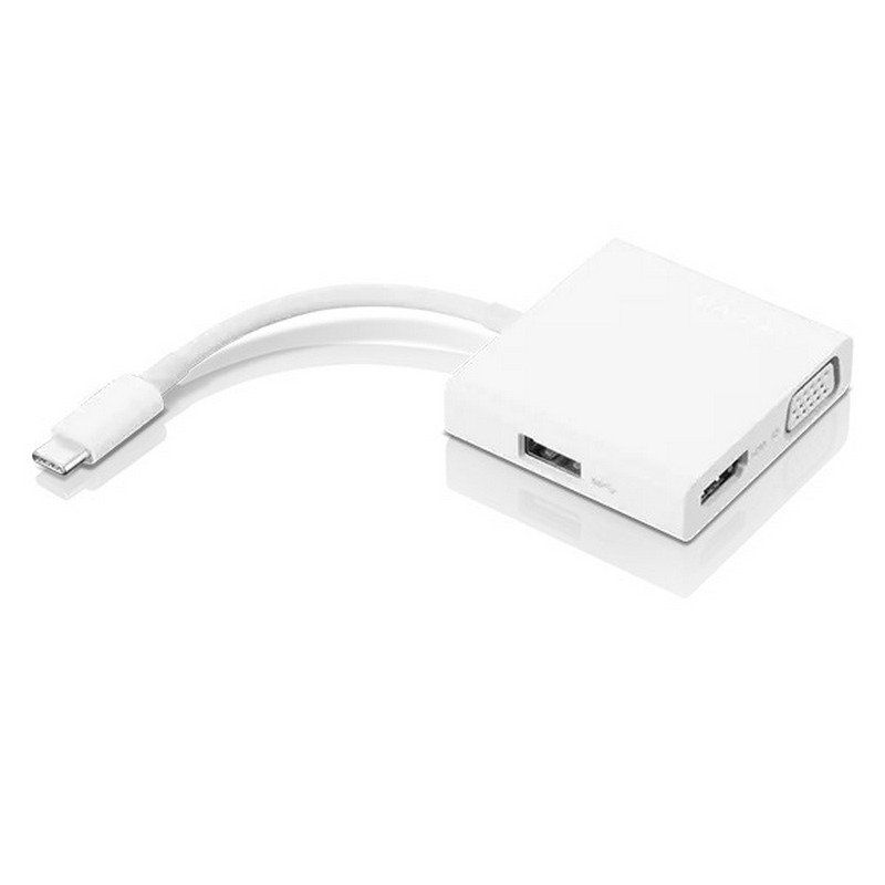 Detalle 2 de Lenovo Adaptador USB-C a VGA/HDMI 4K/USB 3.0 Blanco