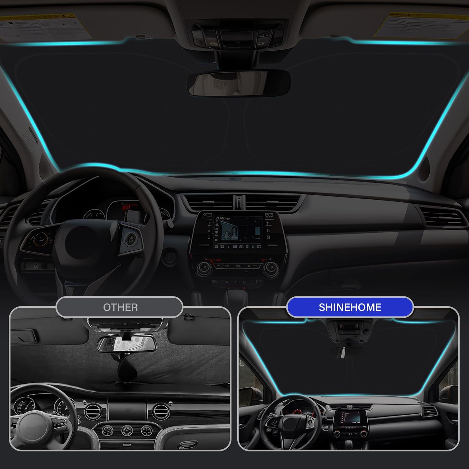 Detalle de SHINEHOME Honda CRV Windshield Sun Shade (2017–2022): Quick-Install UV Protection for a Cooler Cabin