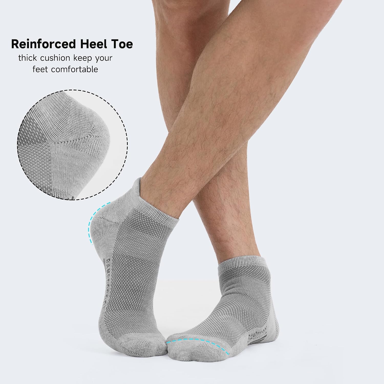 Detalle 2 de BAMBOO COOL Men's Athletic Ankle Socks, Cushioned 8-Pack with Arch Support