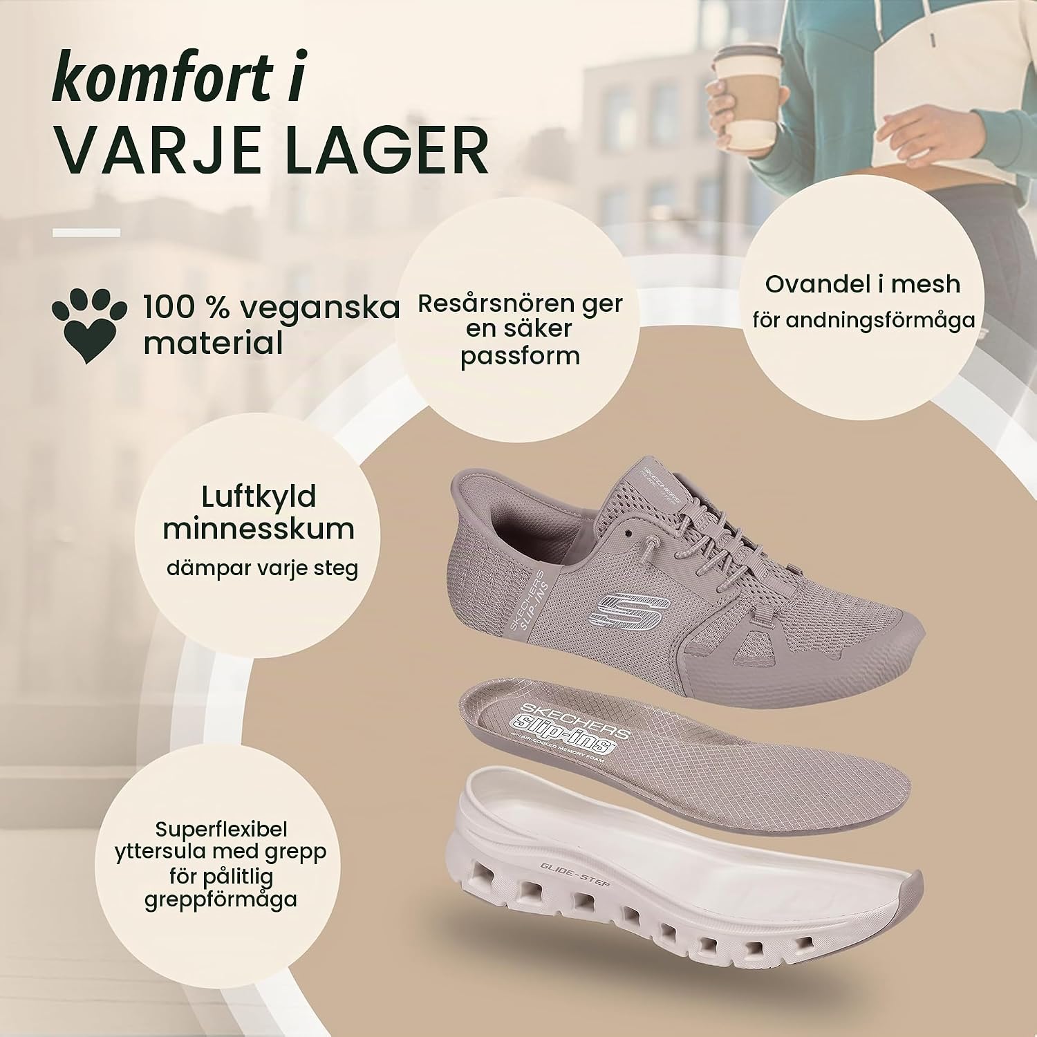 Thumbnail 3 de Skechers Glide-step Pro damsneaker – vegansk slip-in med mesh och minnesskum