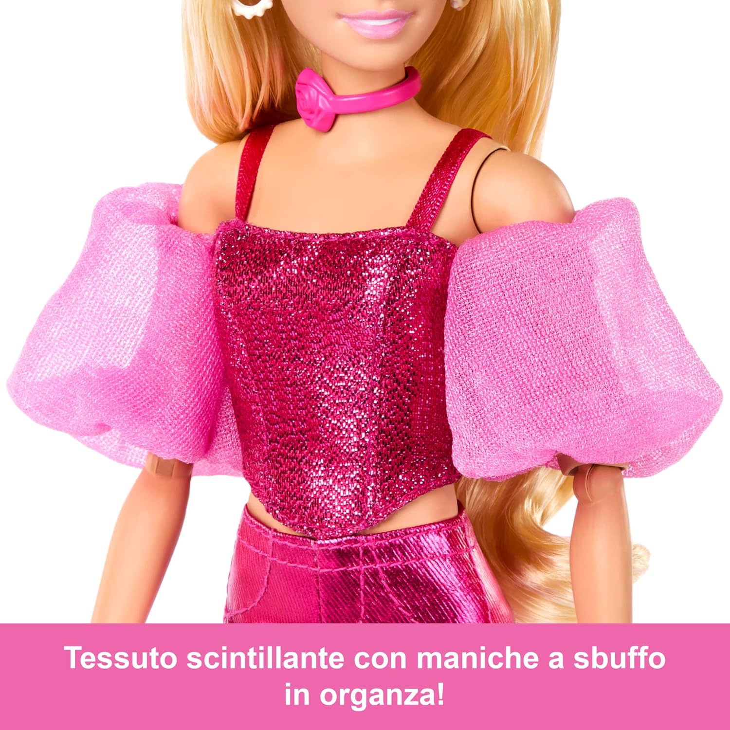 Thumbnail 2 de Barbie Deluxe Style n. 5 JFP40 con abito rosa metallizzato, top a corsetto scintillante e accessori