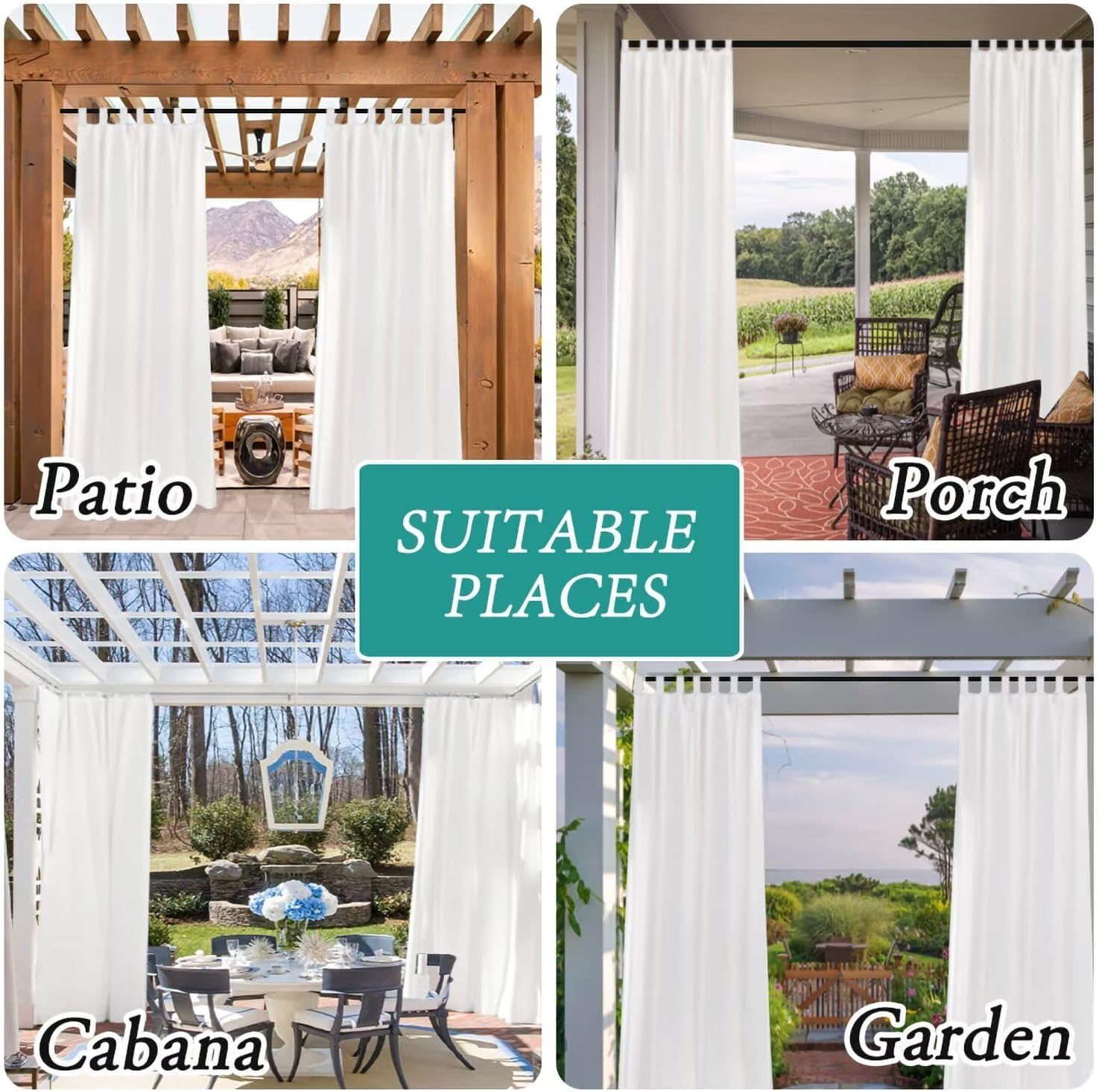 Thumbnail 6 de Outdoor sheer pergola curtains 132 x 213cm