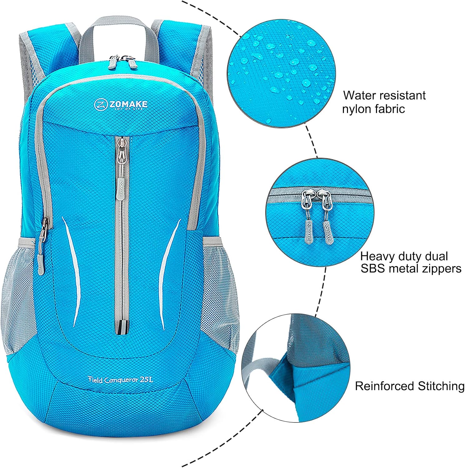 Detalle de ZOMAKE Sac à dos pliable ultra léger 25L (packable) pour randonnée, sport et voyages