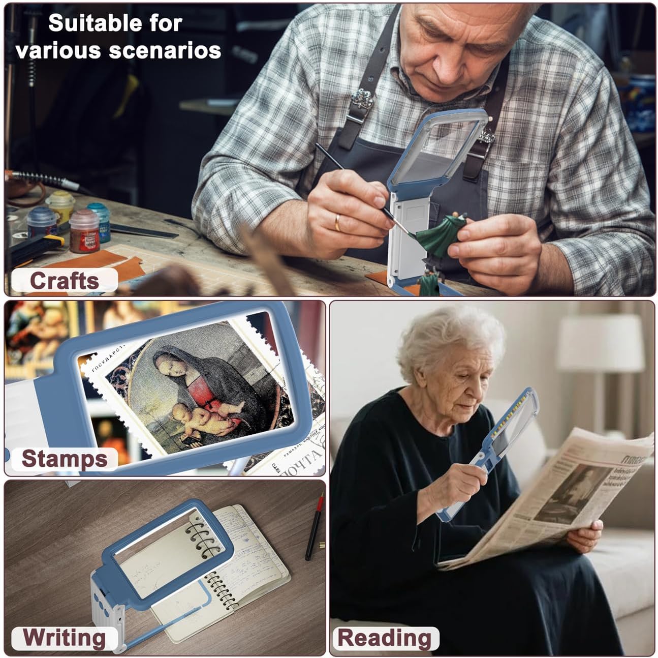 Thumbnail 5 de Coteck 15X Magnifying Glass with Light and Stand — Real Glass Lens, USB Rechargeable, Foldable Handheld & Desktop Magnifier