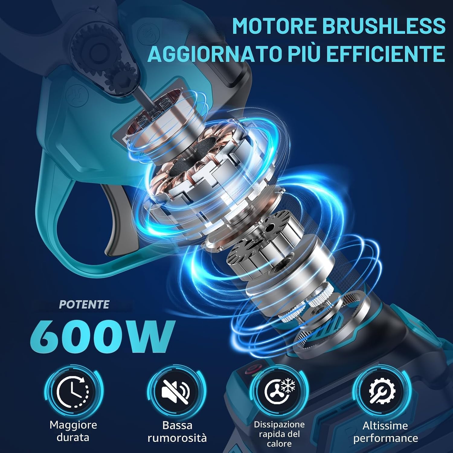 Thumbnail 2 de BETENST Forbici Potatura Brushless 2x2,0Ah 62 mm