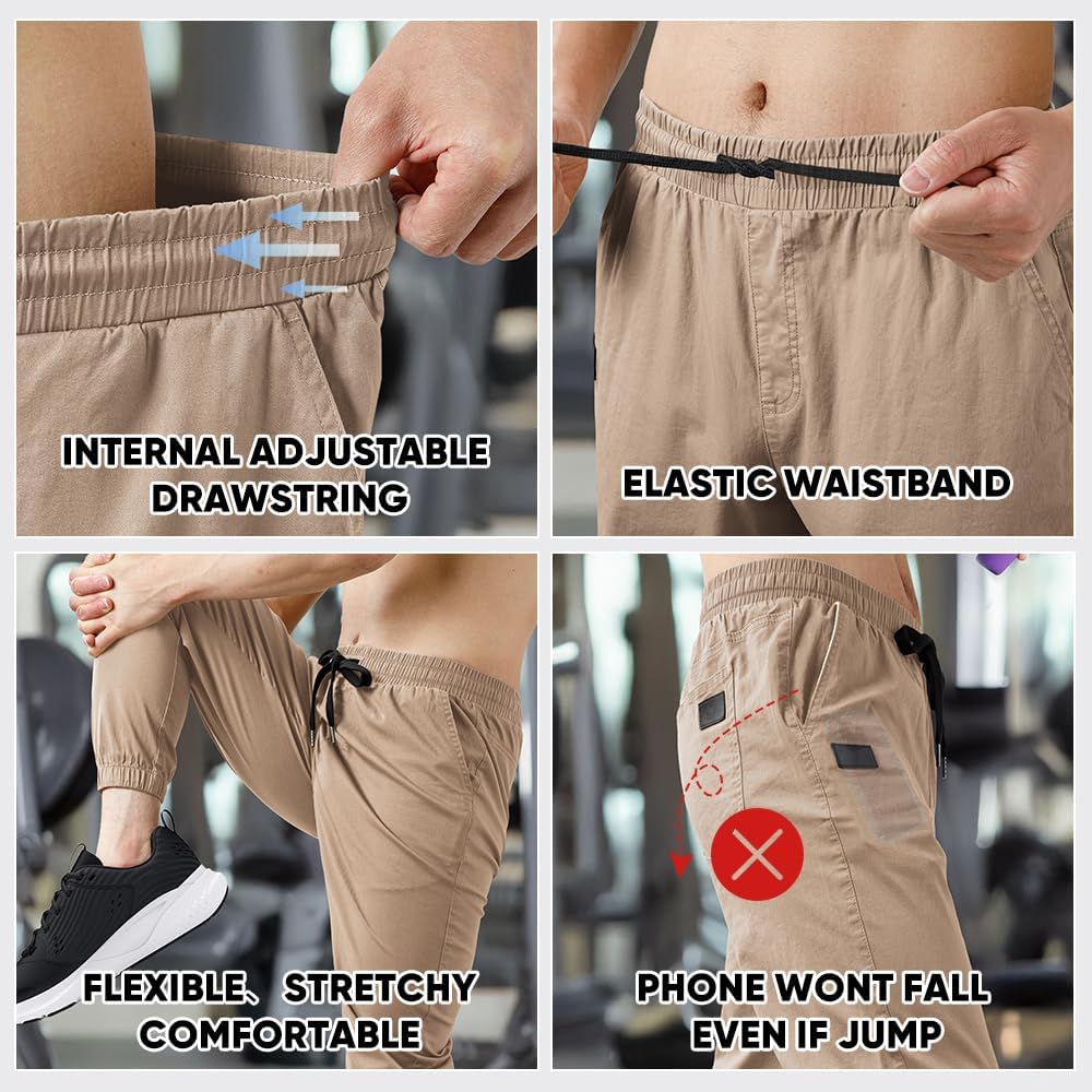 Thumbnail 4 de JMIERR Mens Cotton Cargo Joggers for Hiking 🧍