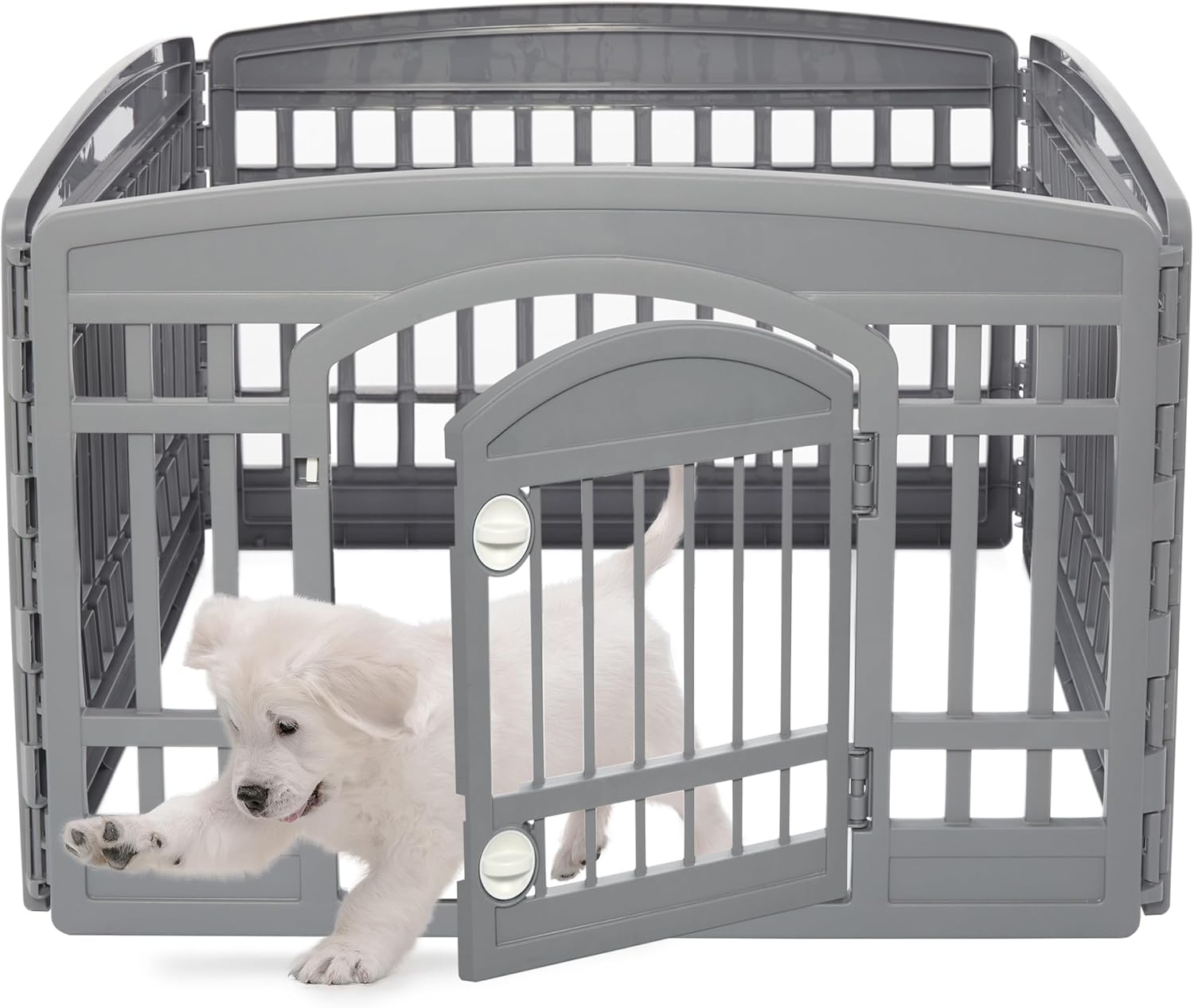 Parc pour chien intérieur/extérieur Iris Ohyama CI-608E modulable avec 8 panneaux et porte verrouillable (H60 cm) noir