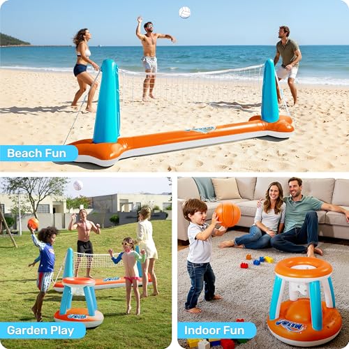 Thumbnail 6 de JOYIN Flotteurs de piscine gonflables : terrain de volley-ball et panier de basket-ball
