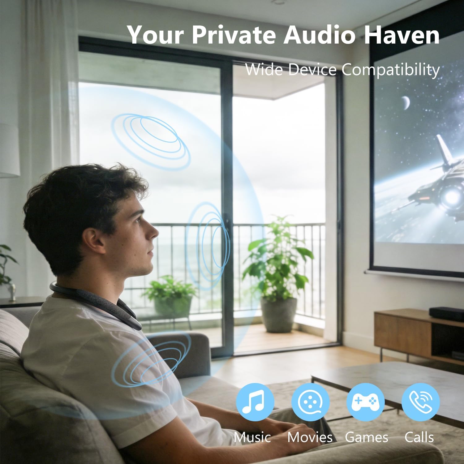 Detalle de MONODEAL Bluetooth Nackenlautsprecher – 3D Surround, 15 Stunden Akku, Bluetooth 5.4