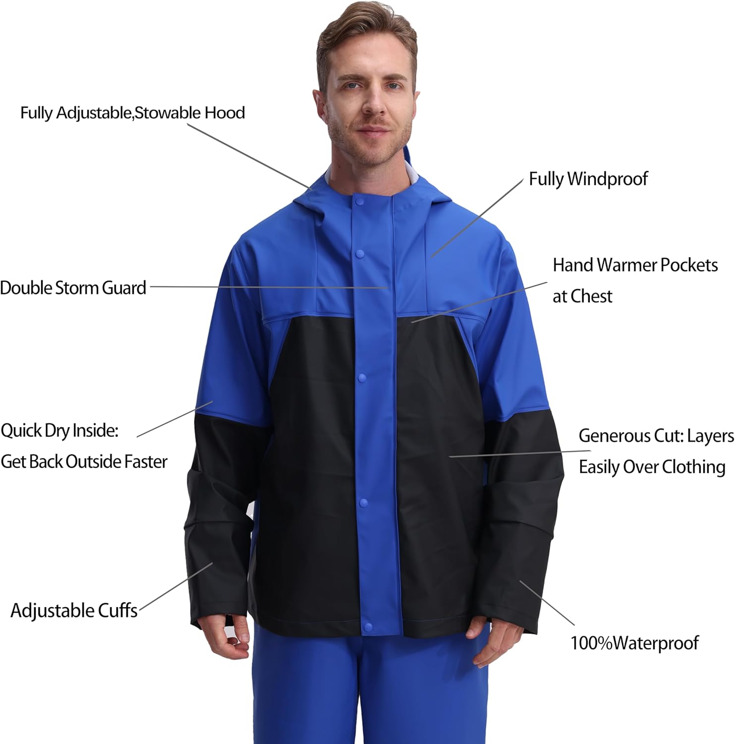 Thumbnail 3 de Men’s PRO Workwear 3-Piece Waterproof Rain Jacket & Bib Pants Set – PU waterproof foul weather suit