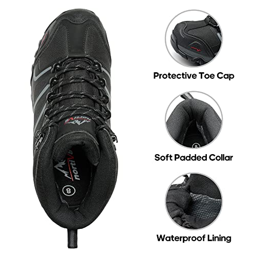 Detalle 2 de NORTIV 8 Armadillo Herren-Wanderschuhe, wasserdicht, Schwarz/Grau, 43W