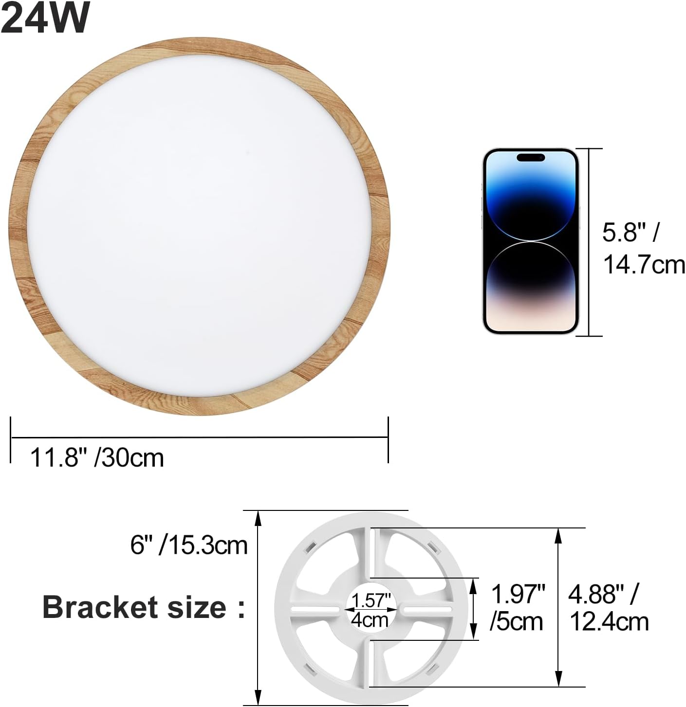 Thumbnail 5 de LVL LED Ceiling Light 24W: Wood Grain Flat Round Nordic Flush Mount
