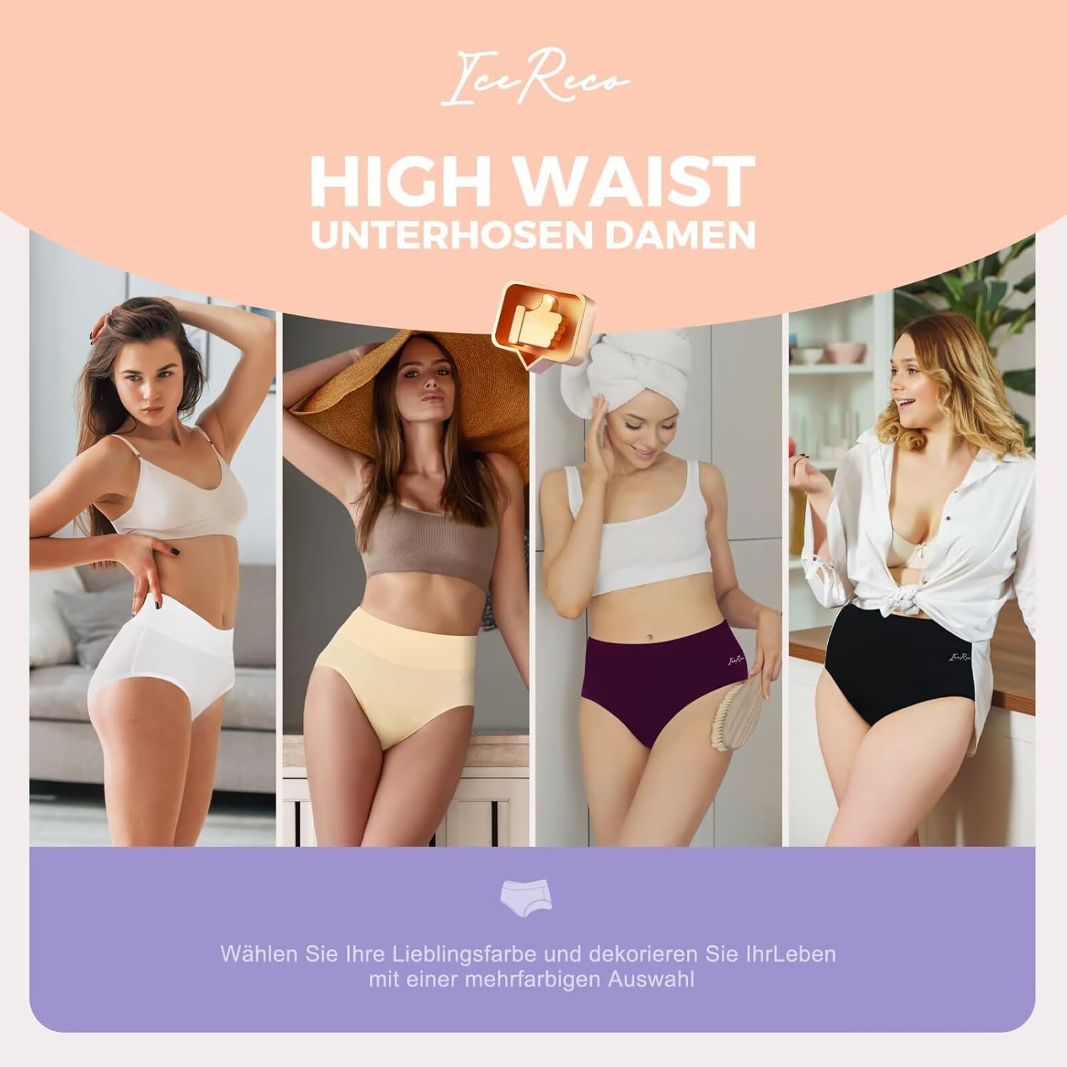 Thumbnail 1 de IceReco Damen Unterhosen „Hohe Taille“ aus Baumwolle (5er-Set)