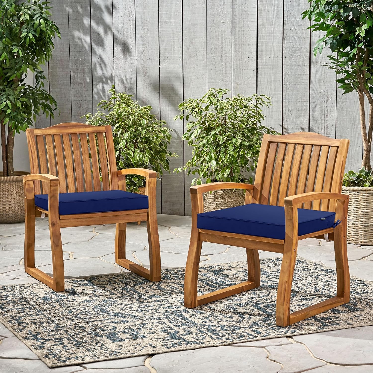 Detalle 2 de Comcaver PFCC-2222-Navy-2 Outdoor Chair Cushions, 22 x 22 x 3-Inch, Set of 2