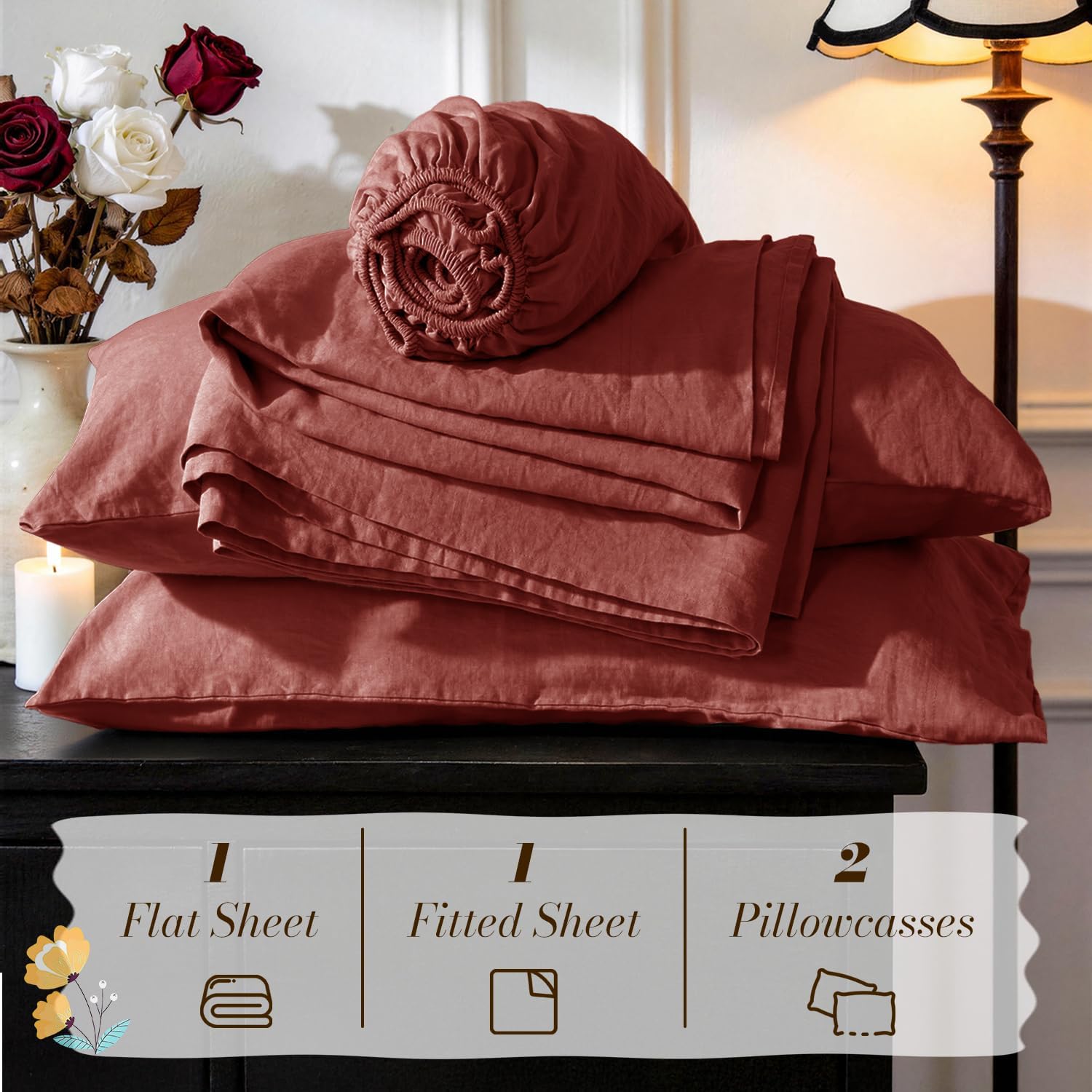 Thumbnail 6 de SONORO KATE 100% French Pure Linen Sheets — Queen Size