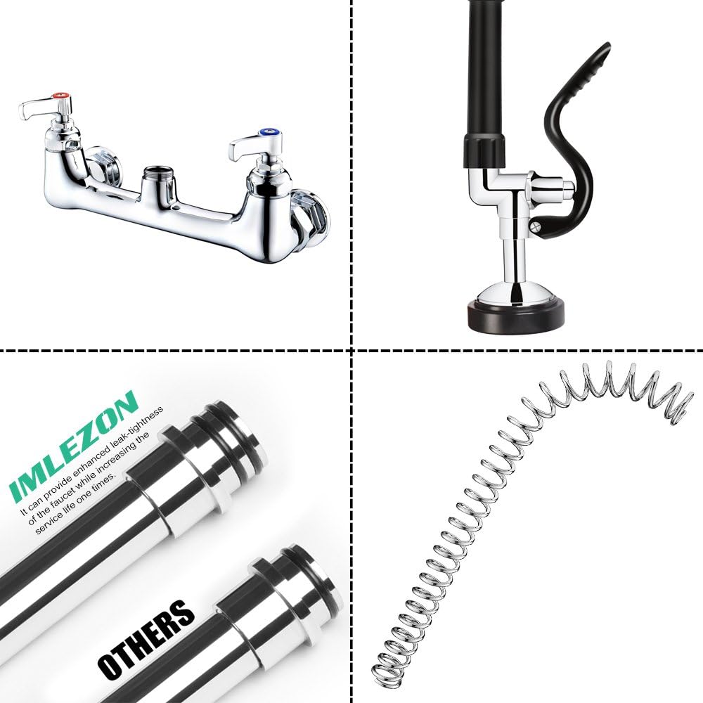 Detalle 2 de BESTJEEF IM-US-KH79 47-Inch Wall-Mount Commercial Faucet with Pre-Rinse Sprayer