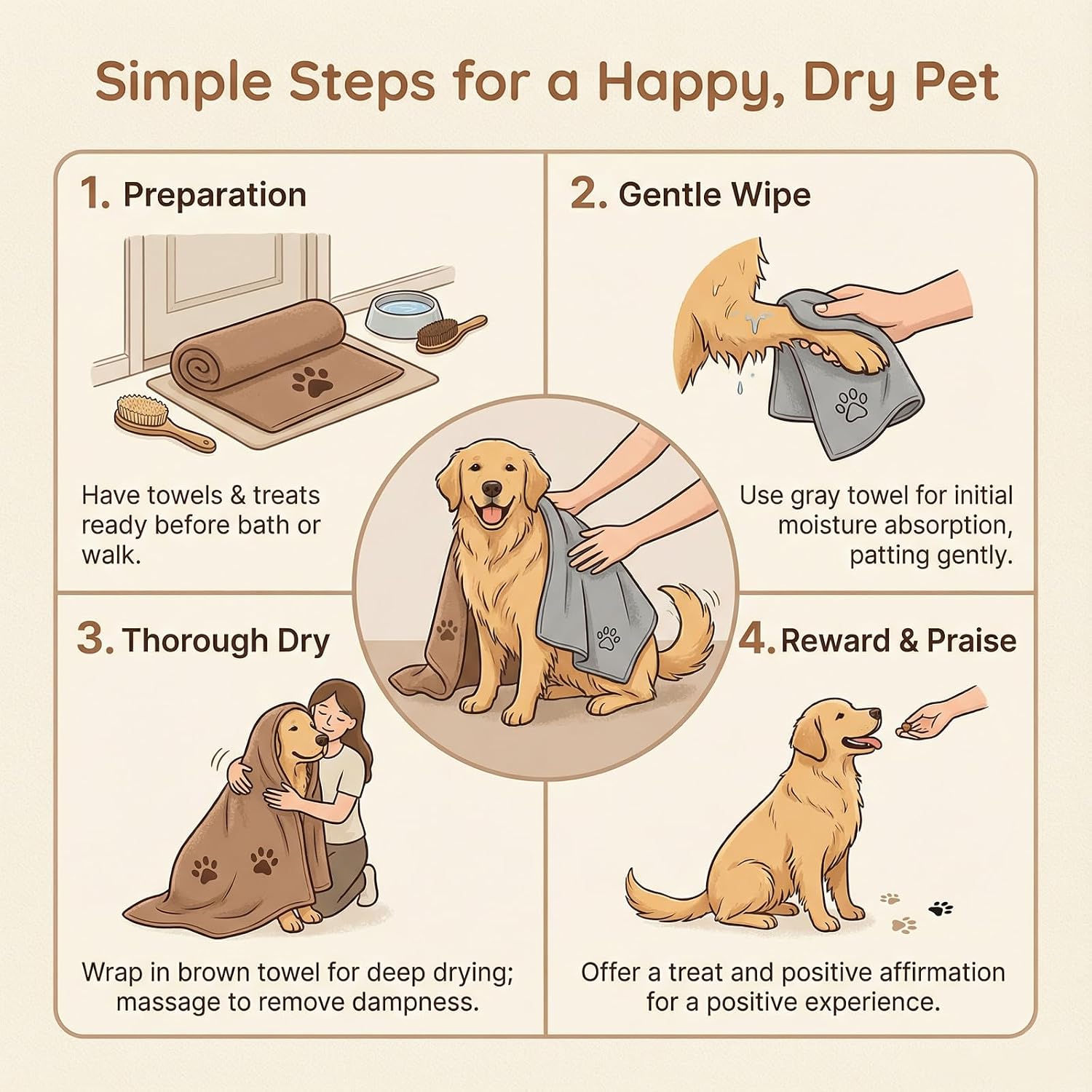 Detalle de 2-Pack Microfibre Dog Towels (39.5x20in) – Super Absorbent, Quick-Dry Pet Bath Towels