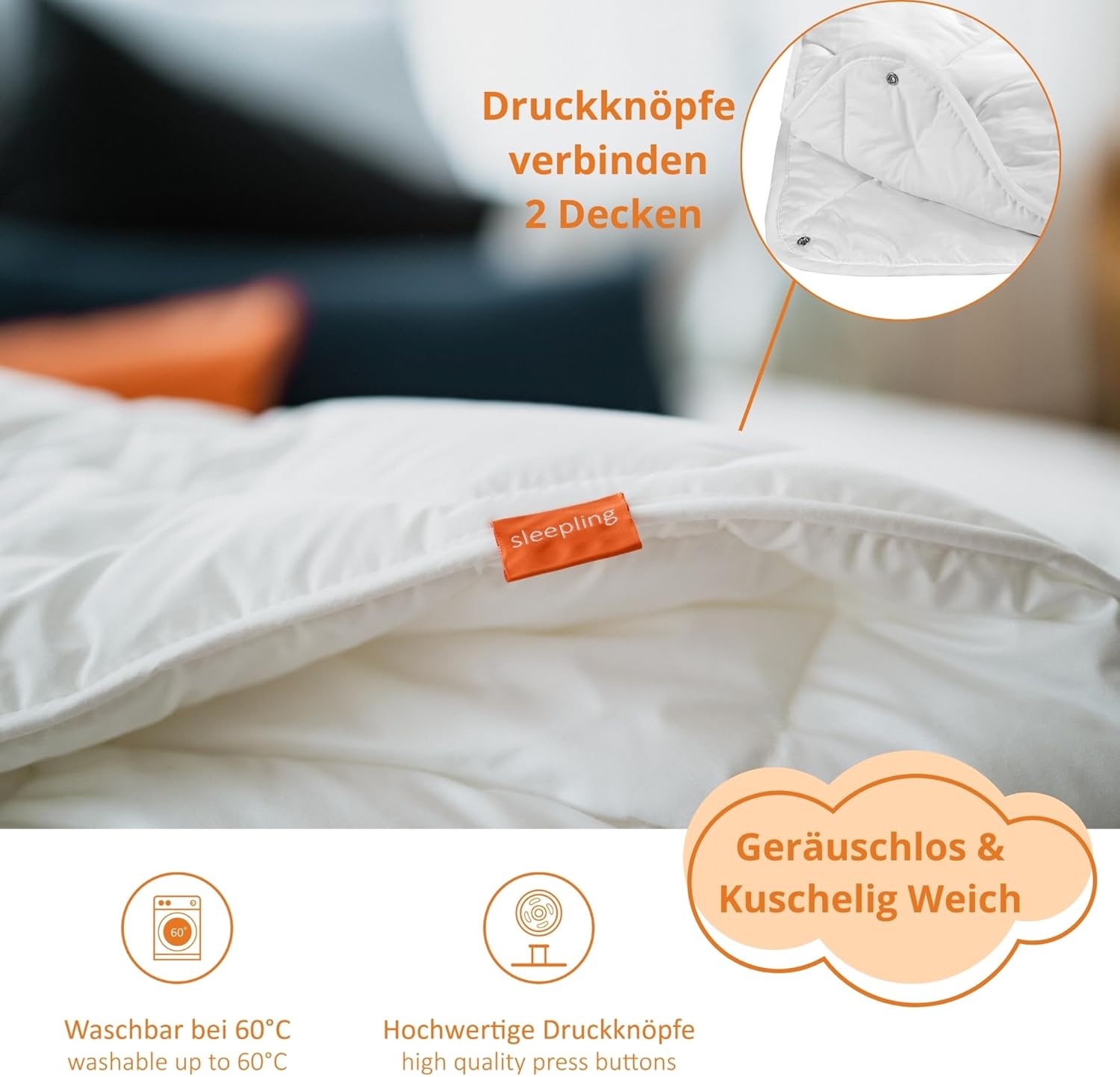 Thumbnail 3 de sleepling Baby Bettdecke und Kissen Set (4-Jahreszeiten) 100x135 cm + Flachkissen 40x60 cm