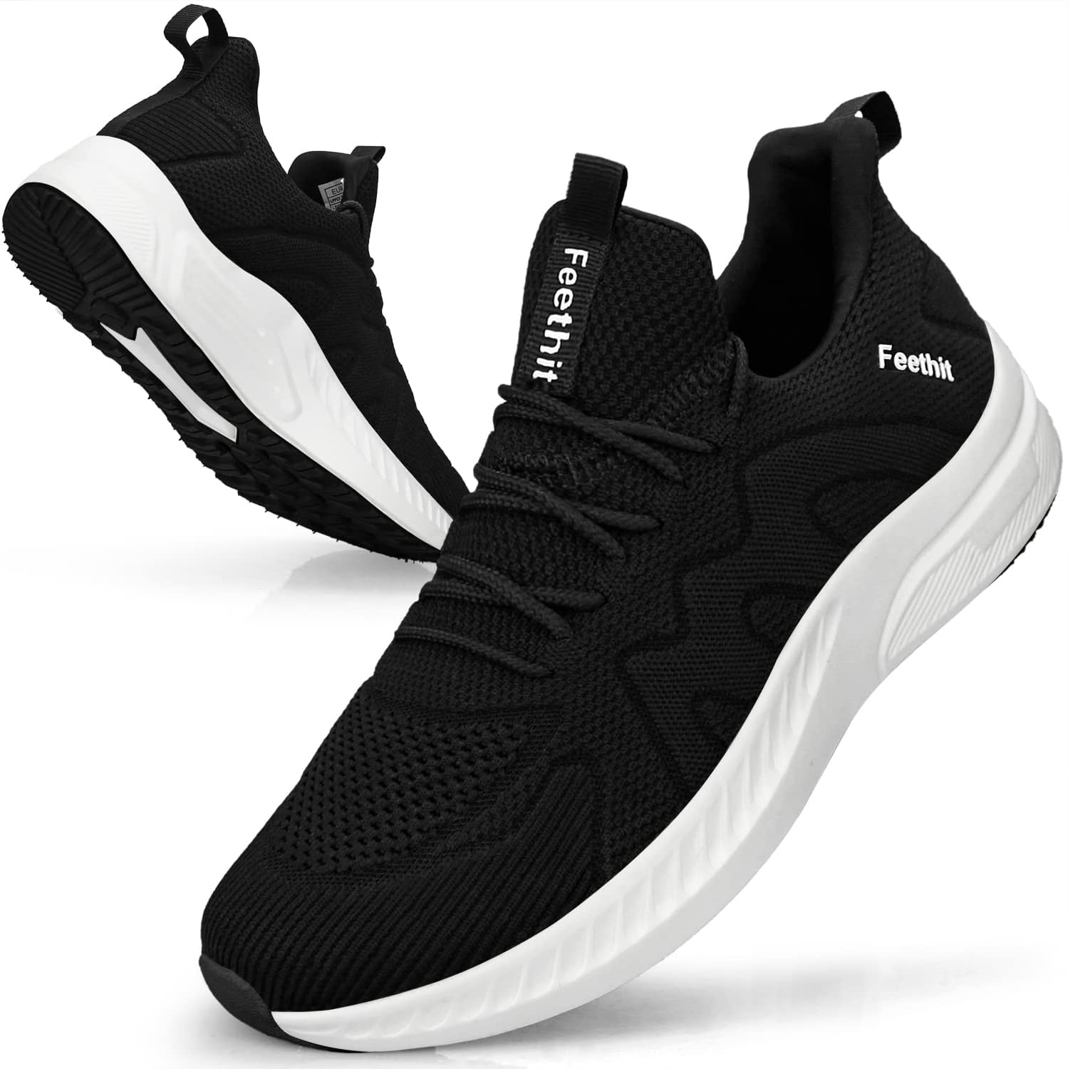 Detalle de Feethit Mens Non Slip Walking Sneakers: Lightweight Breathable Slip-On Athletic Shoes