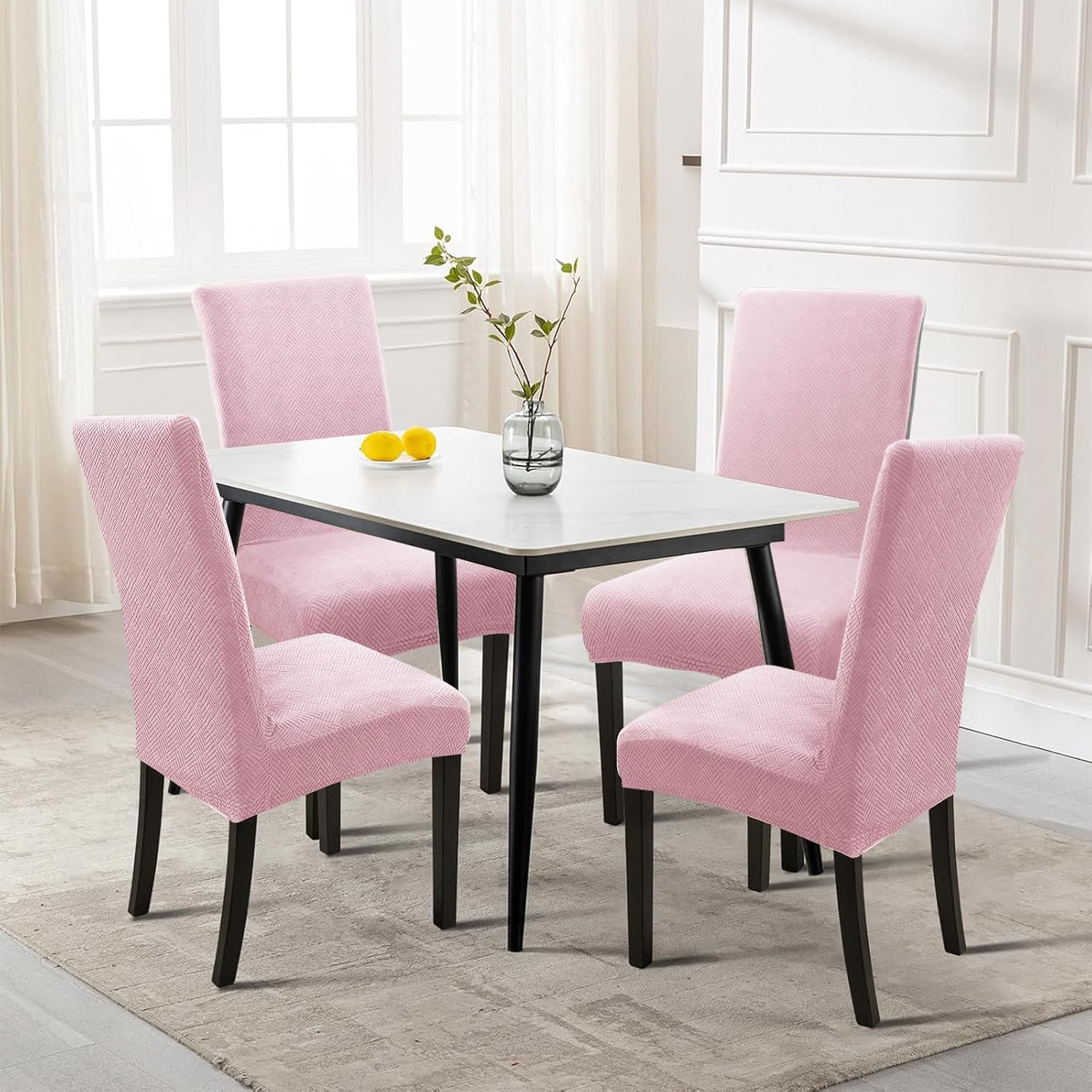 Detalle 2 de YSTELLAA Housse de chaise 4 pièces Rose