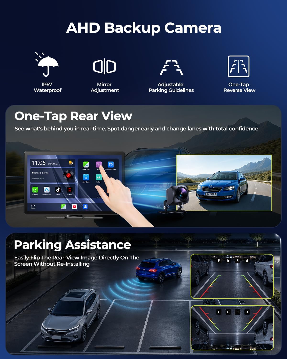 Thumbnail 5 de LAMTTO 11-Inch Wireless CarPlay Screen for Cars with YouTube & TikTok – All-in-One Entertainment and Navigation