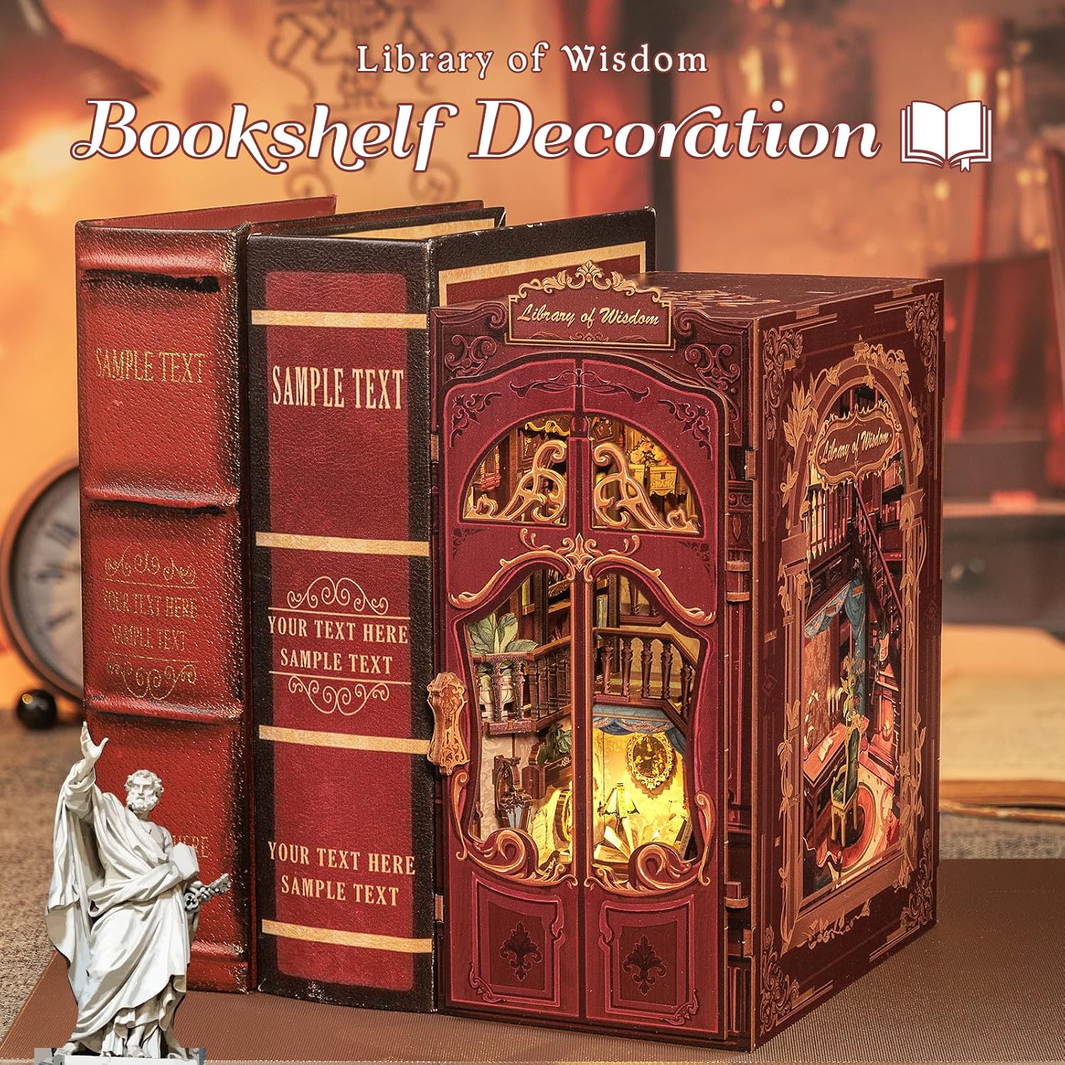 Thumbnail 1 de Fsolis DIY Book Nook “Library of Wisdom” – mini casa in legno con luci LED, kit da assemblare