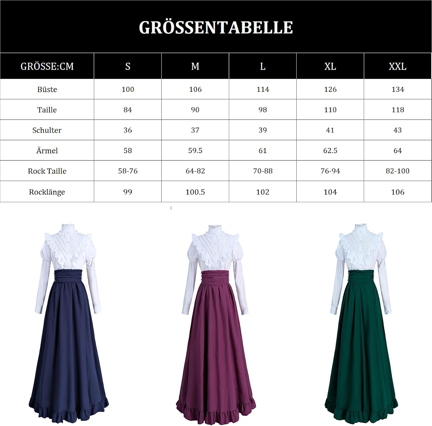 Thumbnail 5 de Fiamll Mittelalter Kleid Renaissance Kostüm Damen Maxirock