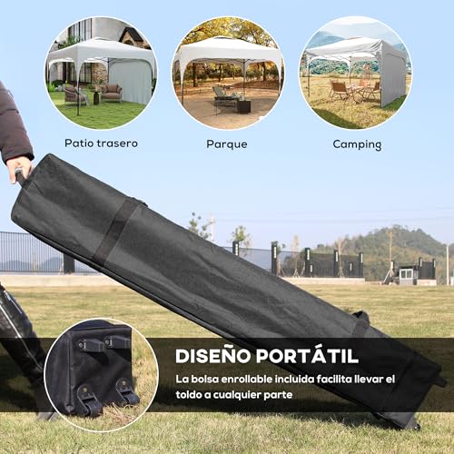 Detalle de Outsunny Carpa Plegable 3x3 m: cenador de jardín con altura ajustable y protección total