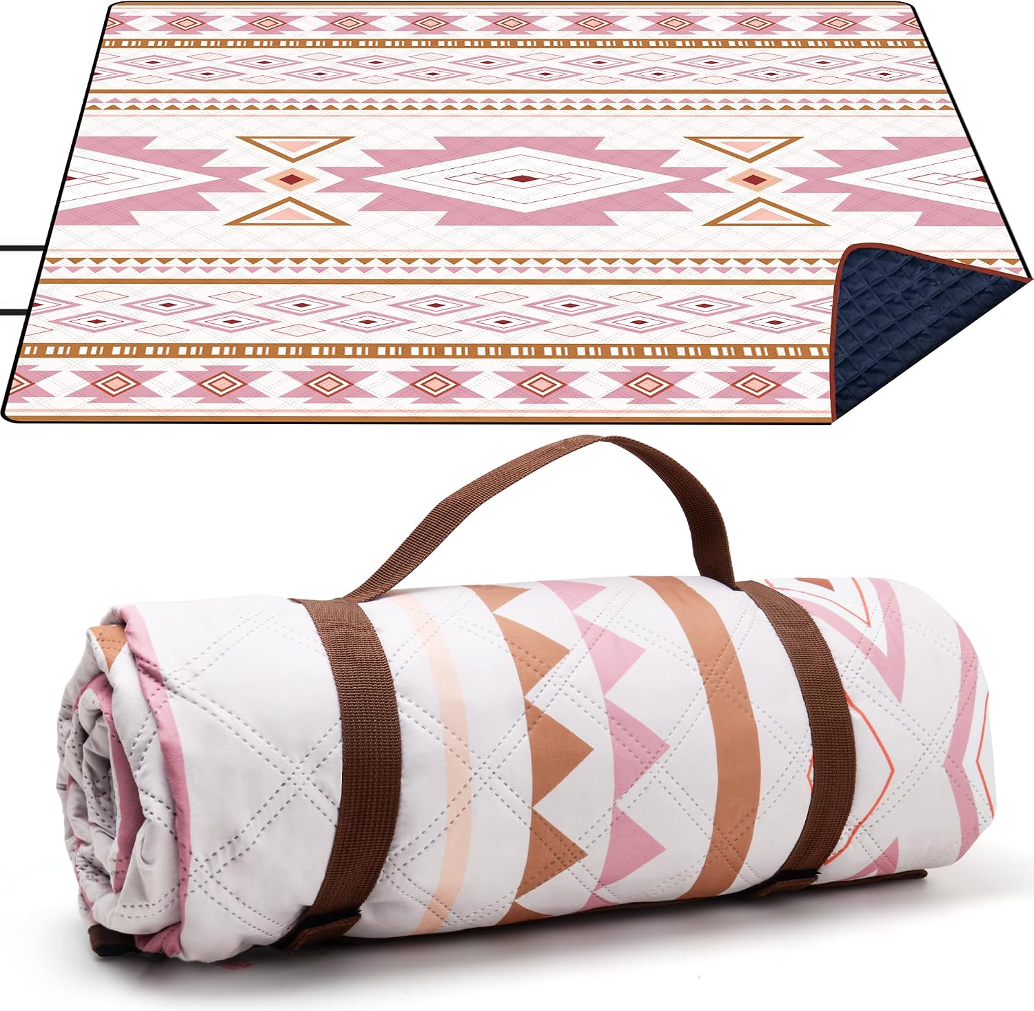 Detalle de LARUTAN Outdoor Picknickdecke „Cape Town“ 200x200 cm – strandfrei, tragbar & waschbar