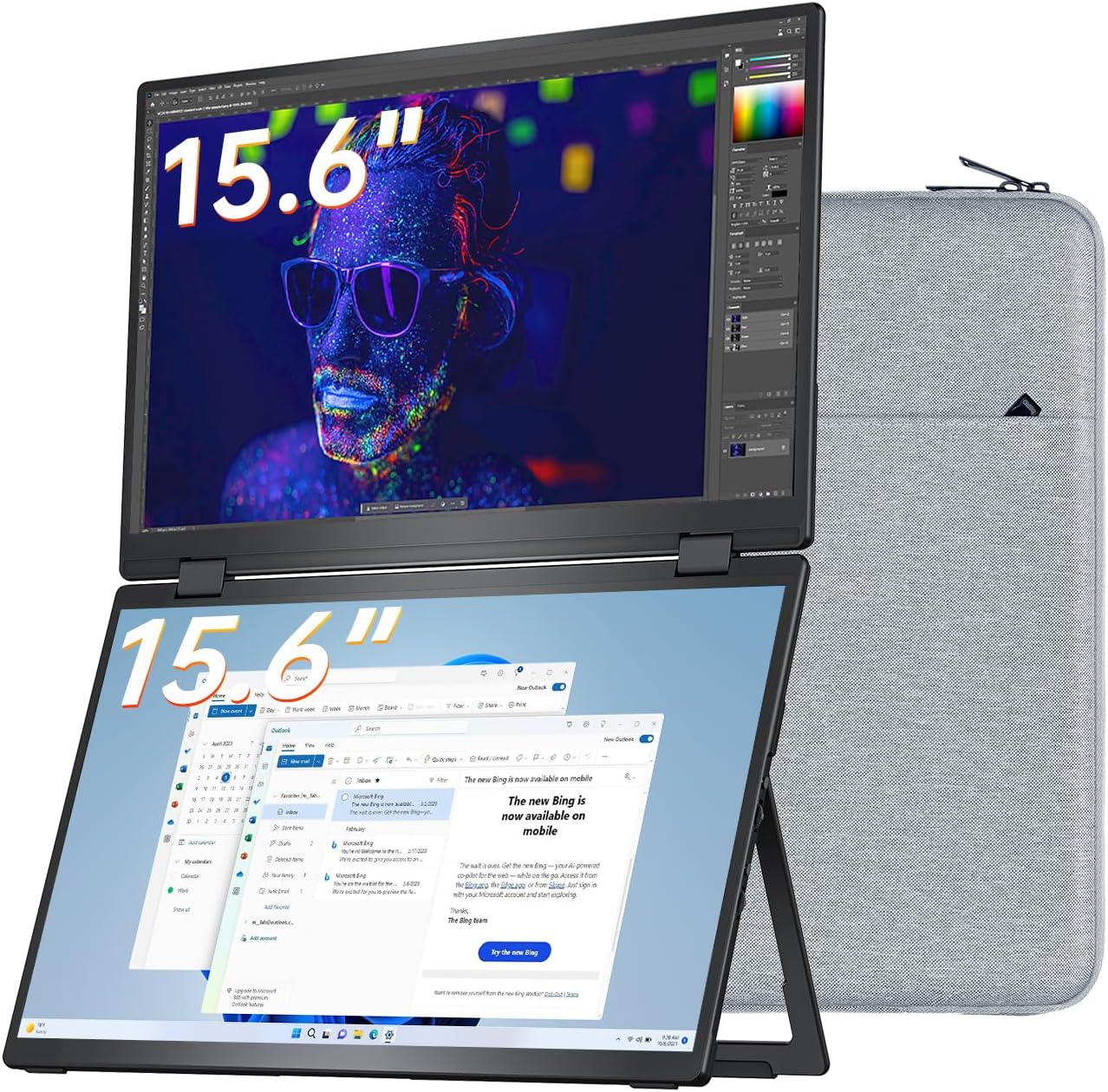 Detalle de VisionOwl Portable Monitor Dual 15.6 Inch 1080P