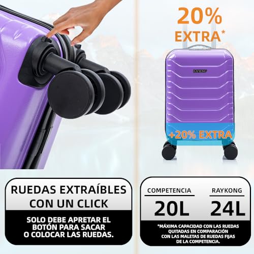 Thumbnail 1 de RAYKONG Maleta de Cabina ABS 40x30x20cm (24L) con Ruedas Desmontables – Morada