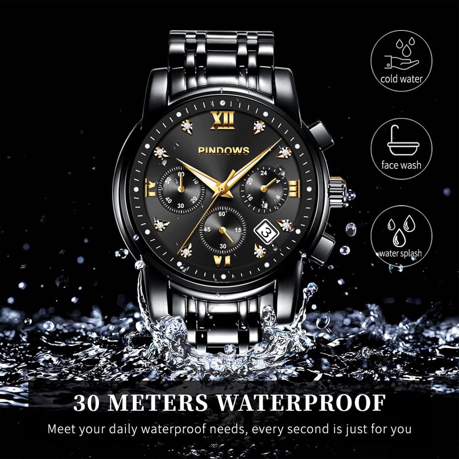 Thumbnail 4 de PINDOWS Luxus Chronograph Herren 30 m