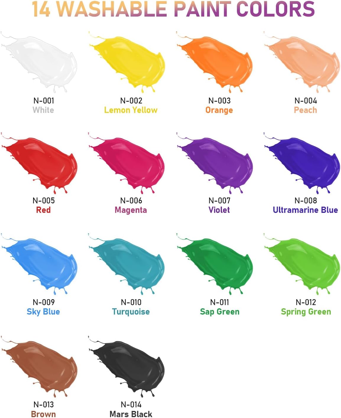 Thumbnail 5 de Nicpro 14 Colors Large Washable Paint Set (16.9 oz / 500 ml) – A Practical Choice for Home and Classroom