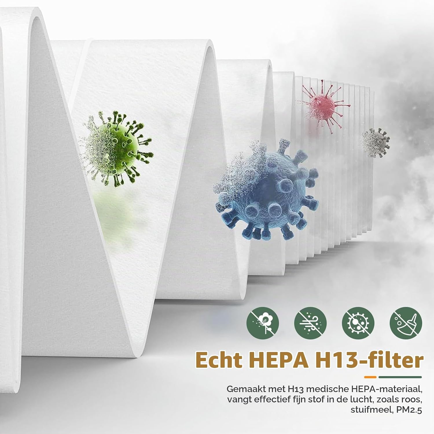 Detalle de FlyQintess FY3200-2P vervangingsfilter, 2 stuks met H13 HEPA en actieve kool