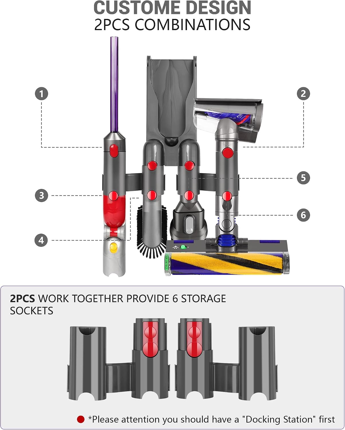 Thumbnail 3 de HAFOEEP 11304294 accessoirehouder voor stofzuiger, 2-pack voor Dyson V7, V8, V10, V11 en V15