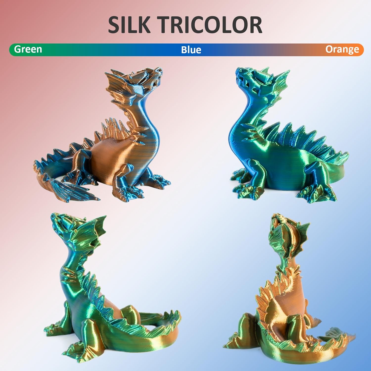 Detalle de GEEETECH Tricolor Silk PLA Filament 1.75 mm – 1 kg Spool (Silk Orange Blue Green)
